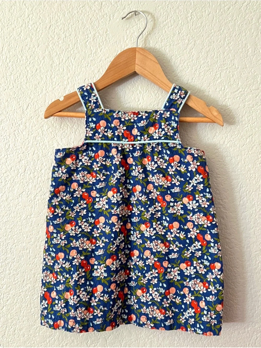 Baby Boden Pinafore Jumper Dress Girls 12-18M Cherry Blossom Corduroy Cotton